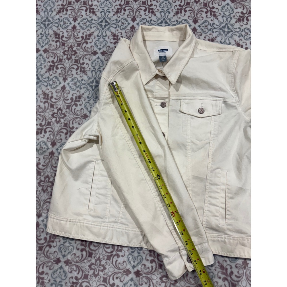 Old Navy Womens XXL Cream Off White Denim Jean Jacket Trucker Classic Cotton - Picture 4 of 8